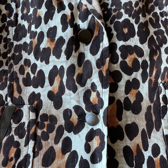Animal Print Linen Blazer with Cool Details, Sz 6 - Picture 3 of 8